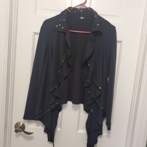 Diva Black Women's open Front Cardigan with Studded Details Size Small